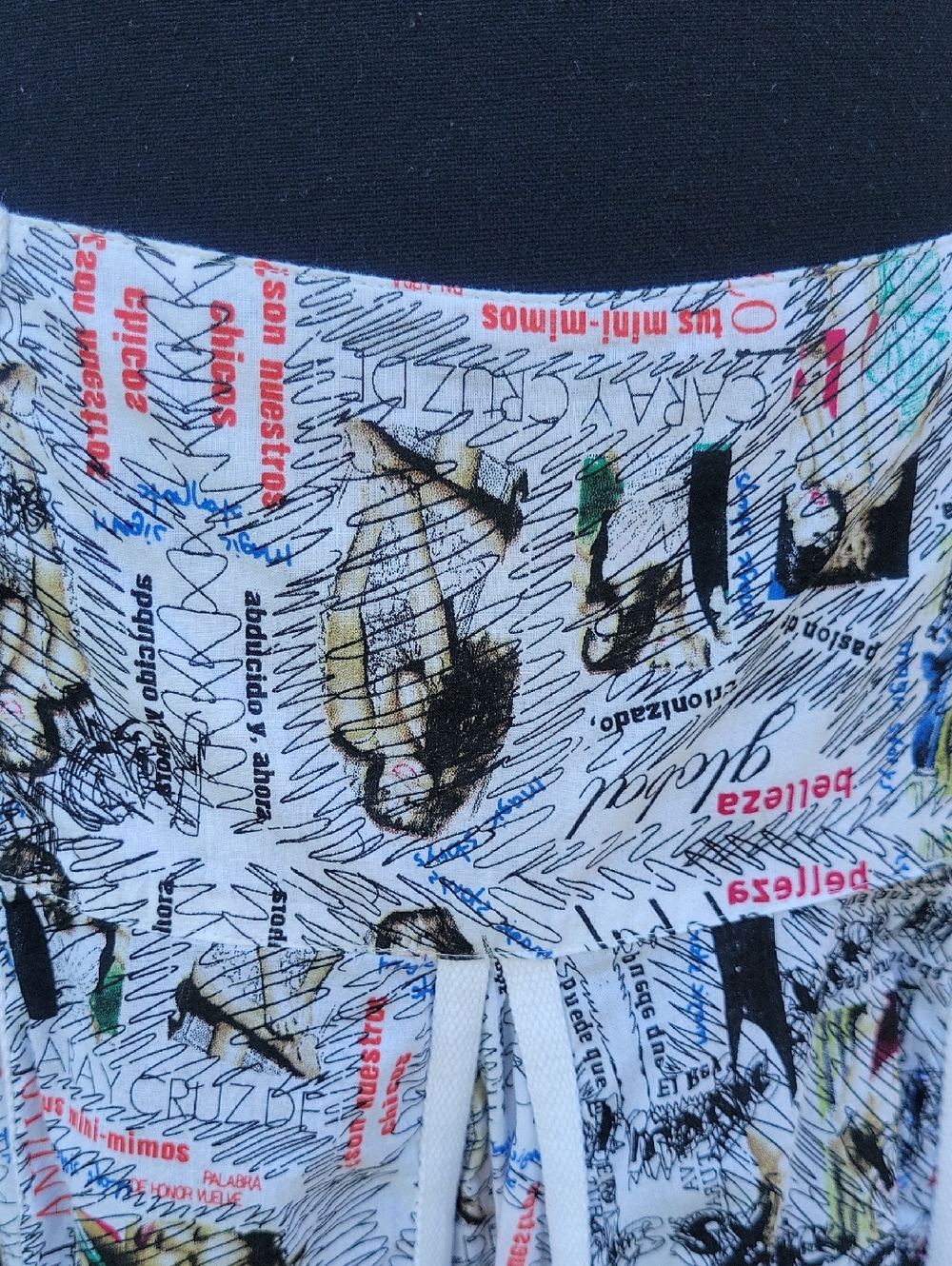 Desigual Newspaper Print Midi Skirt Paneled Y2K Novelty Graphic A-Line M/L - Picture 3 of 13